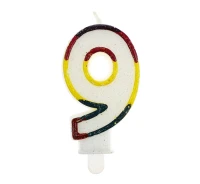 Świeczka cyferka z brokatem "9" KK