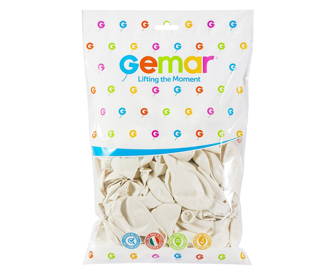 Balony Gemar 10", metalik perłowobiałe, 100szt.