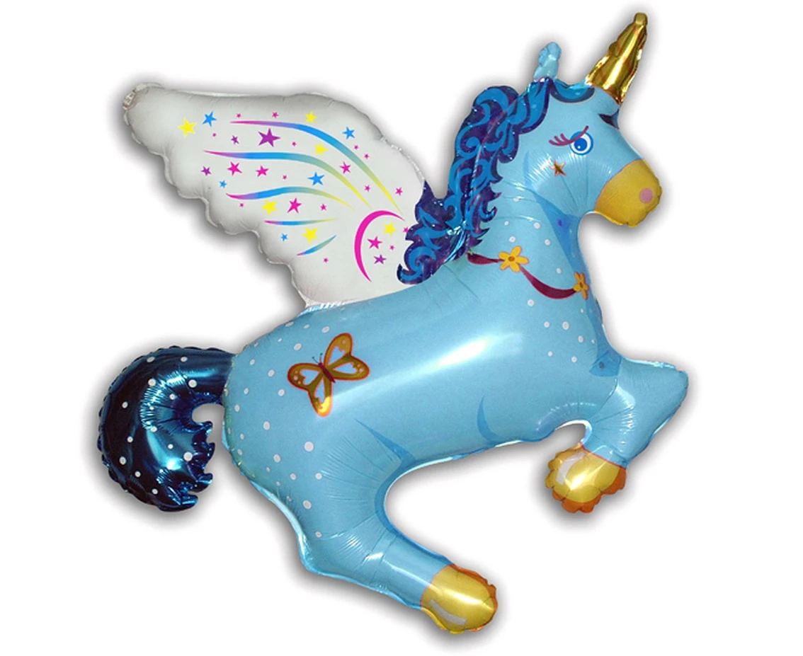 Foil balloon 24" FX - Magic unicorn (blue) KK,  unpacked (flat) EOL