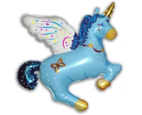Foil balloon 24" FX - Magic unicorn (blue) KK,  unpacked (flat) EOL