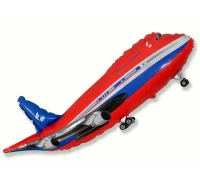 Foil balloon 24" FX - Airplane (red),  unpacked (flat)