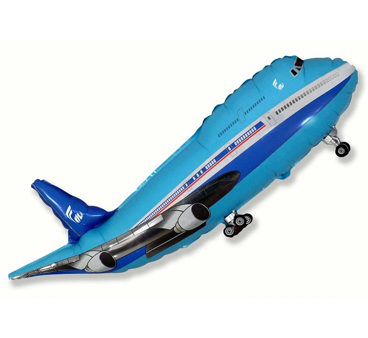 Foil balloon 24" FX - Airplane (blue),  unpacked (flat)