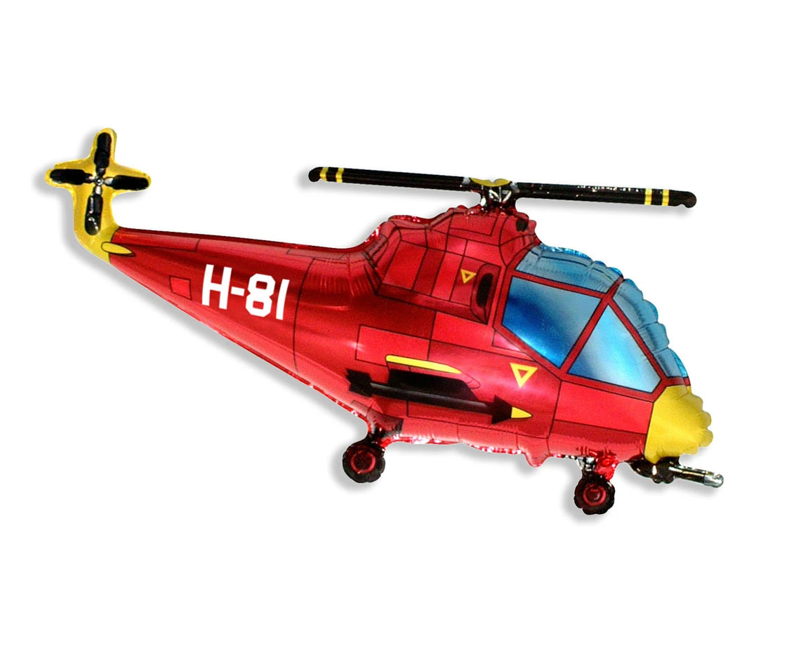 Foil balloon 24" FX - Helicopter (red),  unpacked (flat)