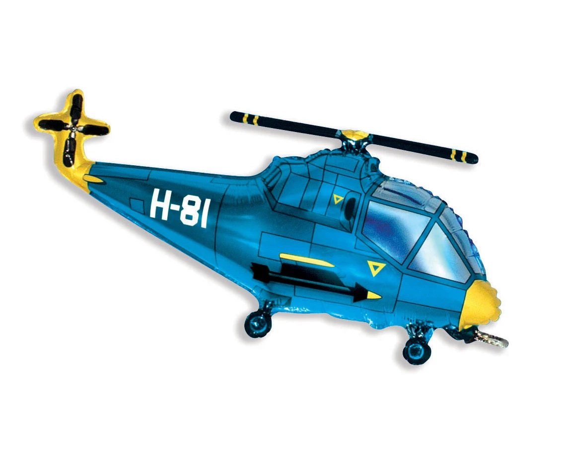 Foil balloon 24" FX - Helicopter (blue),  unpacked (flat)