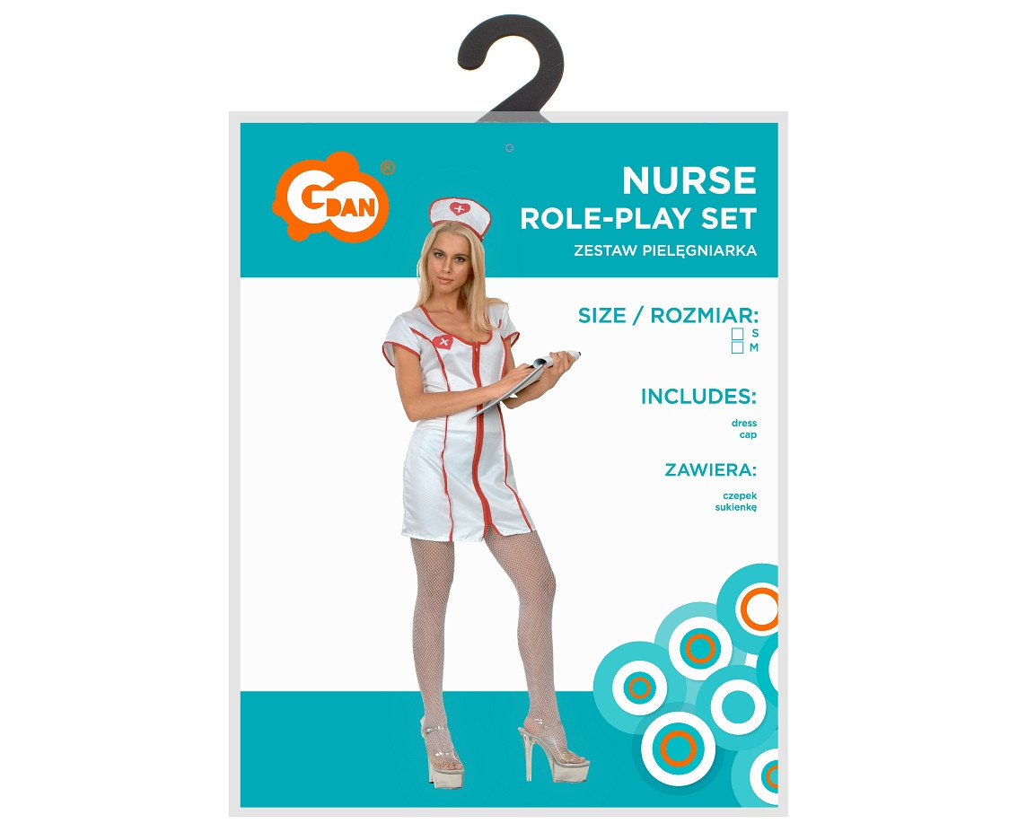 Nurse role-play set for adult (dress, cap), size M