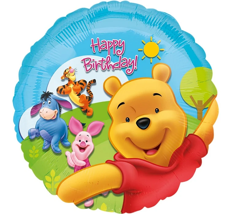 Foil balloon 18" CIR - "Pooh and Friends Sunny BDAY" EOL