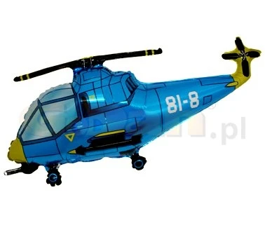 Foil balloon 14" FX - Helicopter (blue),  unpacked (flat)