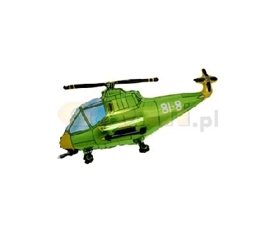Foil balloon 14" FX - Helicopter (green),  unpacked (flat)