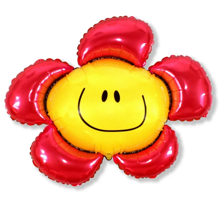 Foil balloon 24" FX - Flower (red),  unpacked (flat)