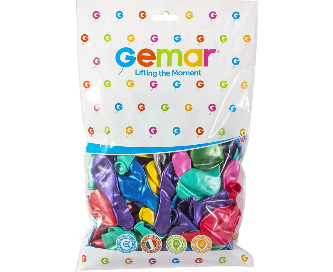 Balony Gemar 8", metalik mix, 100szt.