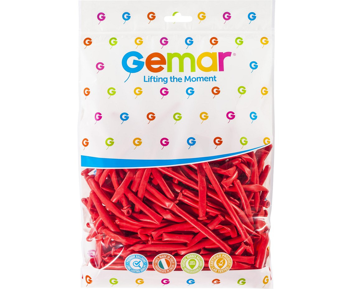 Balloons Gemar, modelling balloon, raspberry red, 100pcs