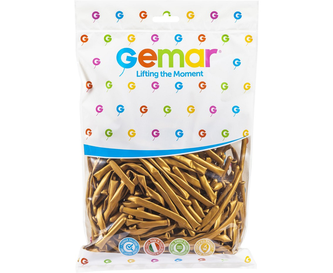 Balloons Gemar, modelling balloon, gold, 100pcs