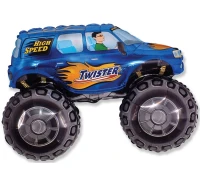 Foil balloon 24" FX - TWISTER car (blue),  unpacked (flat)