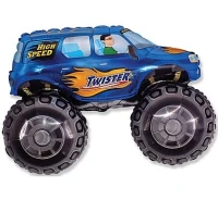 Foil balloon 14" FX - TWISTER car (blue),  unpacked (flat)