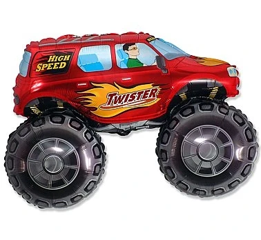 Foil balloon 14" FX - TWISTER car (red), unpacked (flat)