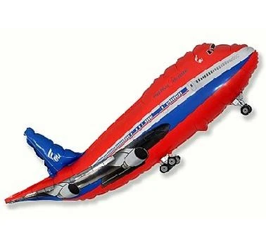 Foil balloon 14" FX - Airplane (red),  unpacked (flat)