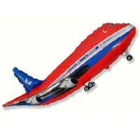 Foil balloon 14" FX - Airplane (red),  unpacked (flat)