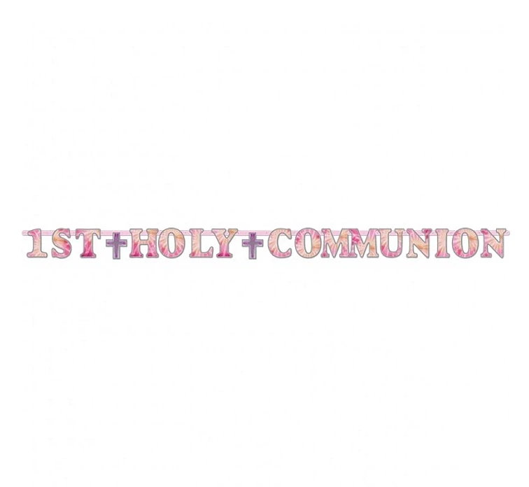 Communion Garland "1ST HOLY COMMUNION" , pink, 2.74 m / 1 pc EOL