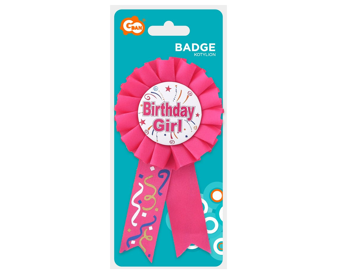 Birthday Girl badge, pink