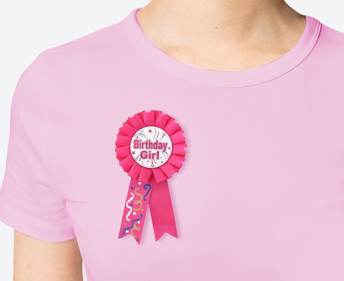 Birthday Girl badge, pink