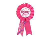 Birthday Girl badge, pink