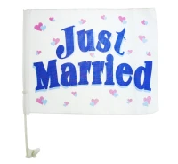 Car flag "Just Married", 40 x 30 cm