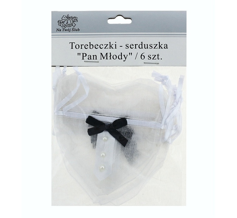 Wedding bags - hearts "The Bridegroom", 6 pcs