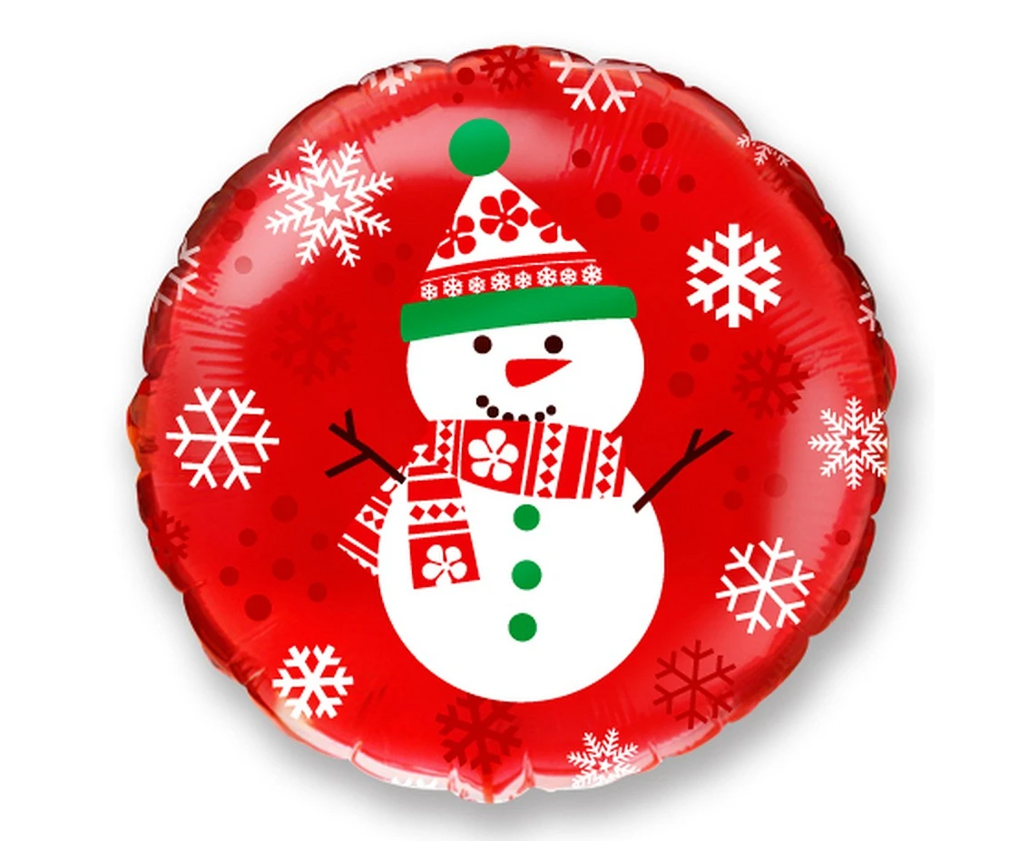 Foil balloon 18" FX - Snowman (round),  unpacked (flat)