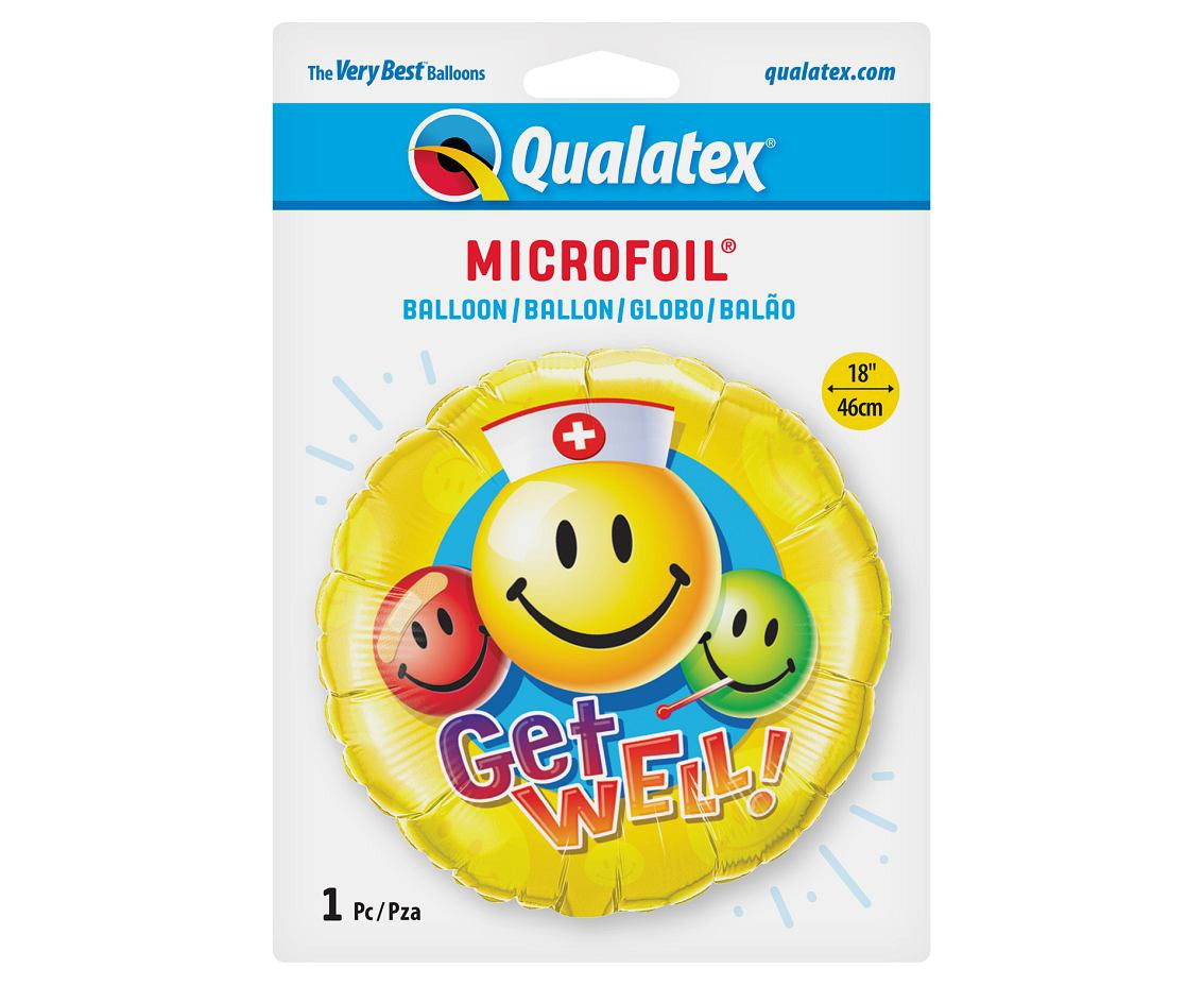 Foil balloon 18" QL Circles Get well with smiles EOL