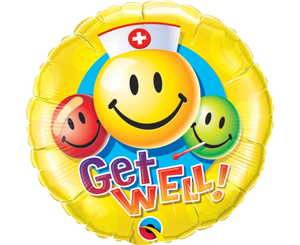 Foil balloon 18" QL Circles Get well with smiles EOL
