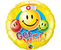 Foil balloon 18" QL Circles Get well with smiles EOL