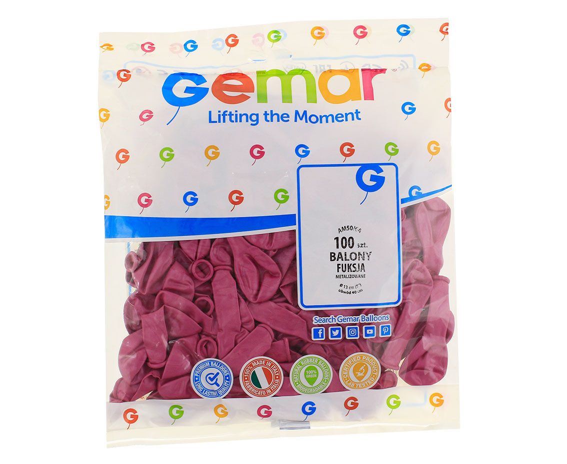 Balony Gemar 5", metalik ciemnoróżowe, 100szt. KK