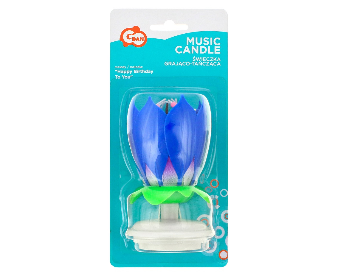 Music candle, blue, blister