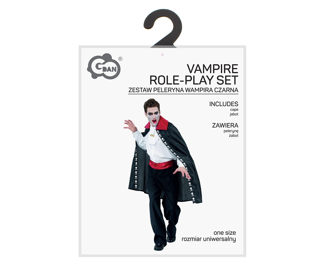 Vampire role-play set for adult (cape, jabot), one size