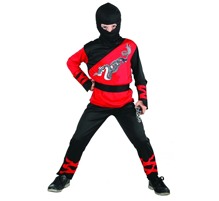 Dragon Ninja role-play set (shirt, pants, hood, wristbands, belt) size 130/140