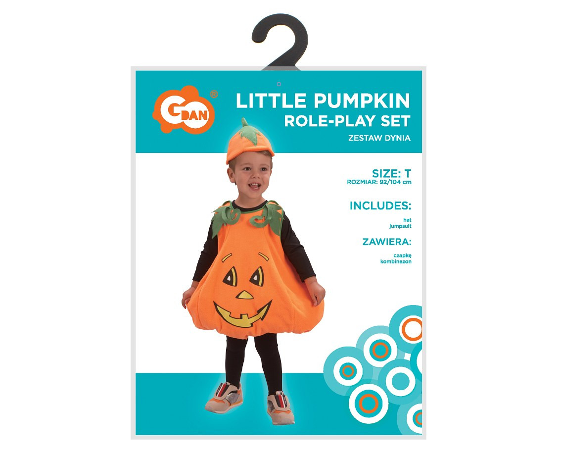 Little Pumpkin role-play set for kids (jumpsuit, hat), size 92/104 cm