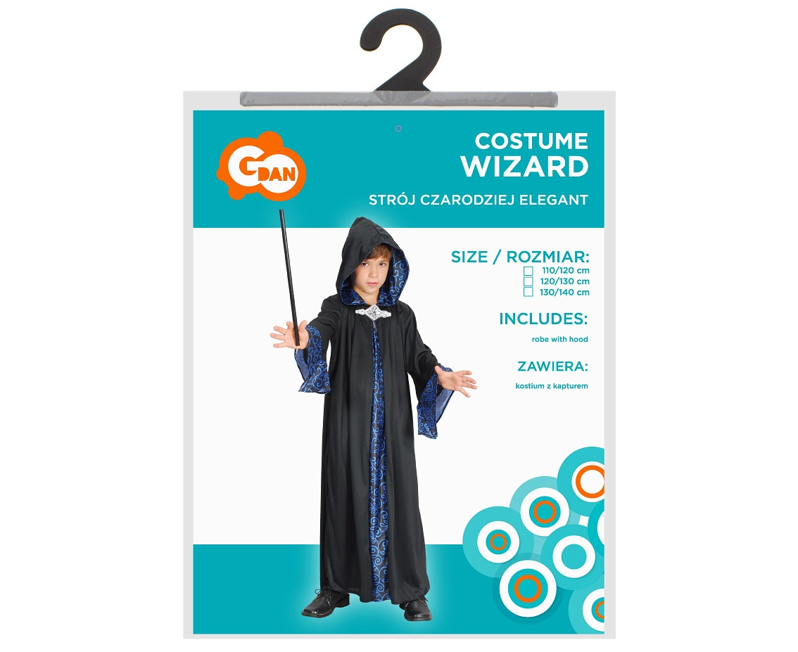 Wizard costume for kids (robe with hood), size 110/120 cm
