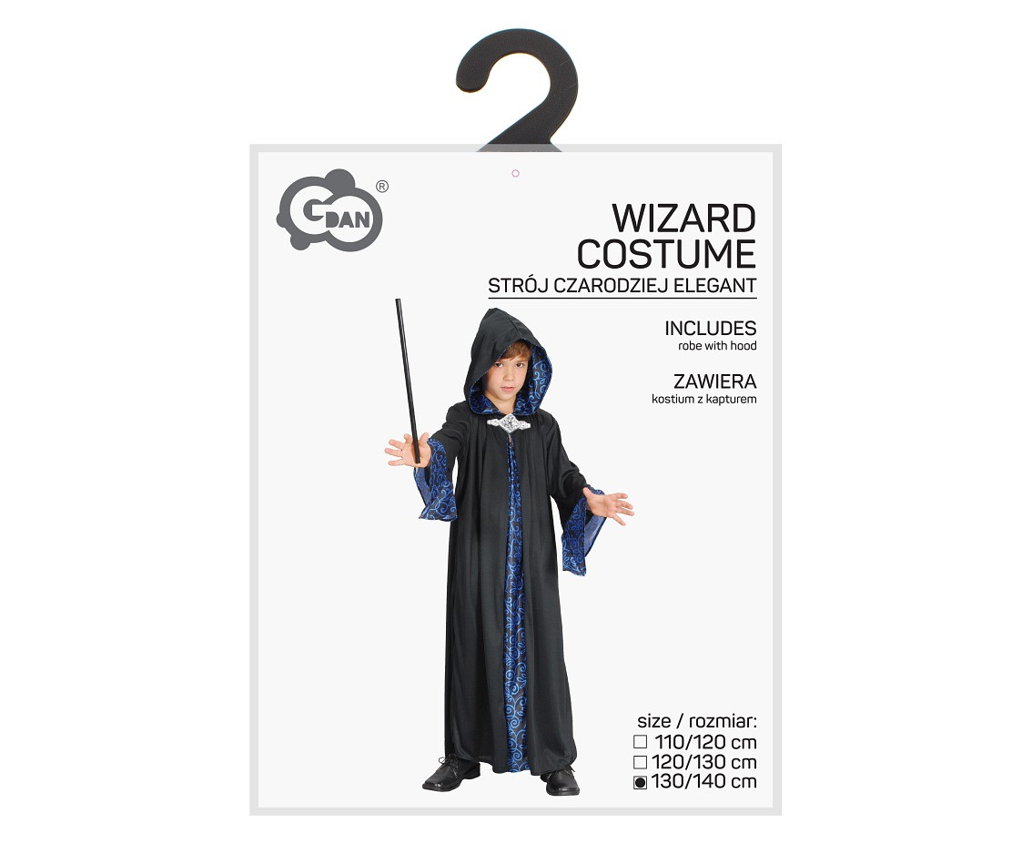 Wizard costume for kids (robe with hood), size 130/140 cm