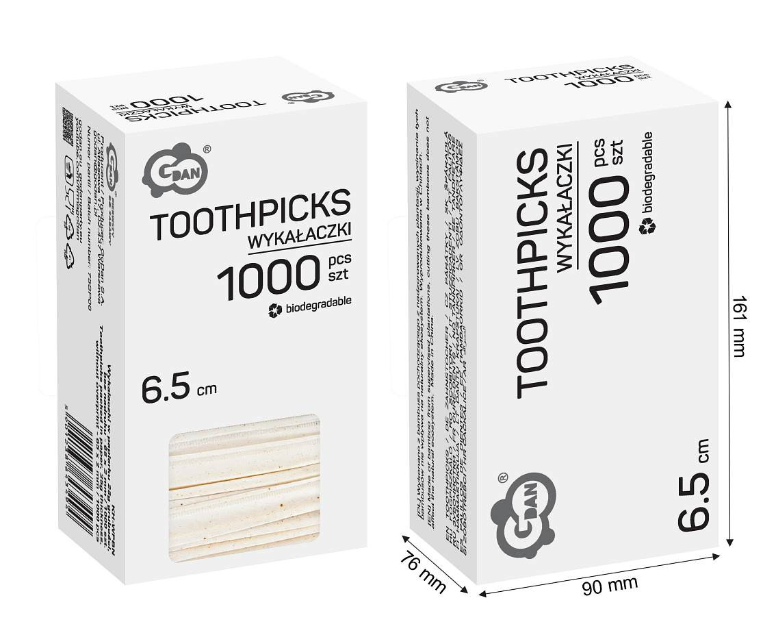 Toothpicks packed in paper, 25g thickness, without overprint / 1000 pieces