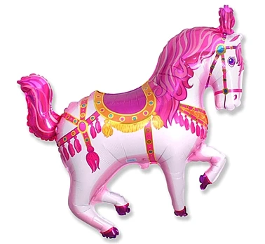 Foil balloon 14" FX - Circus horse (pink),  unpacked (flat)