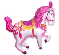 Foil balloon 14" FX - Circus horse (pink),  unpacked (flat)