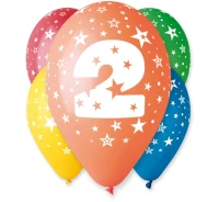 Balony Gemar 12", 2. urodziny, pastel mix, 5szt.