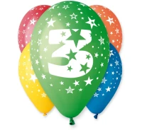 Balony Gemar 12", 3. urodziny, pastel mix, 5szt.