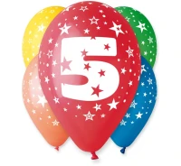 Balony Gemar 12", 5. urodziny, pastel mix, 5szt.
