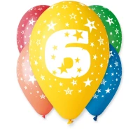 Balony Gemar 12", 6. urodziny, pastel mix, 5szt.