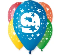 Balony Gemar 12", 9. urodziny, pastel mix, 5szt.