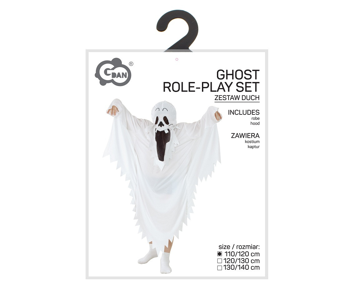 Ghost role-play set for kids (robe, hood), size 110/120 cm