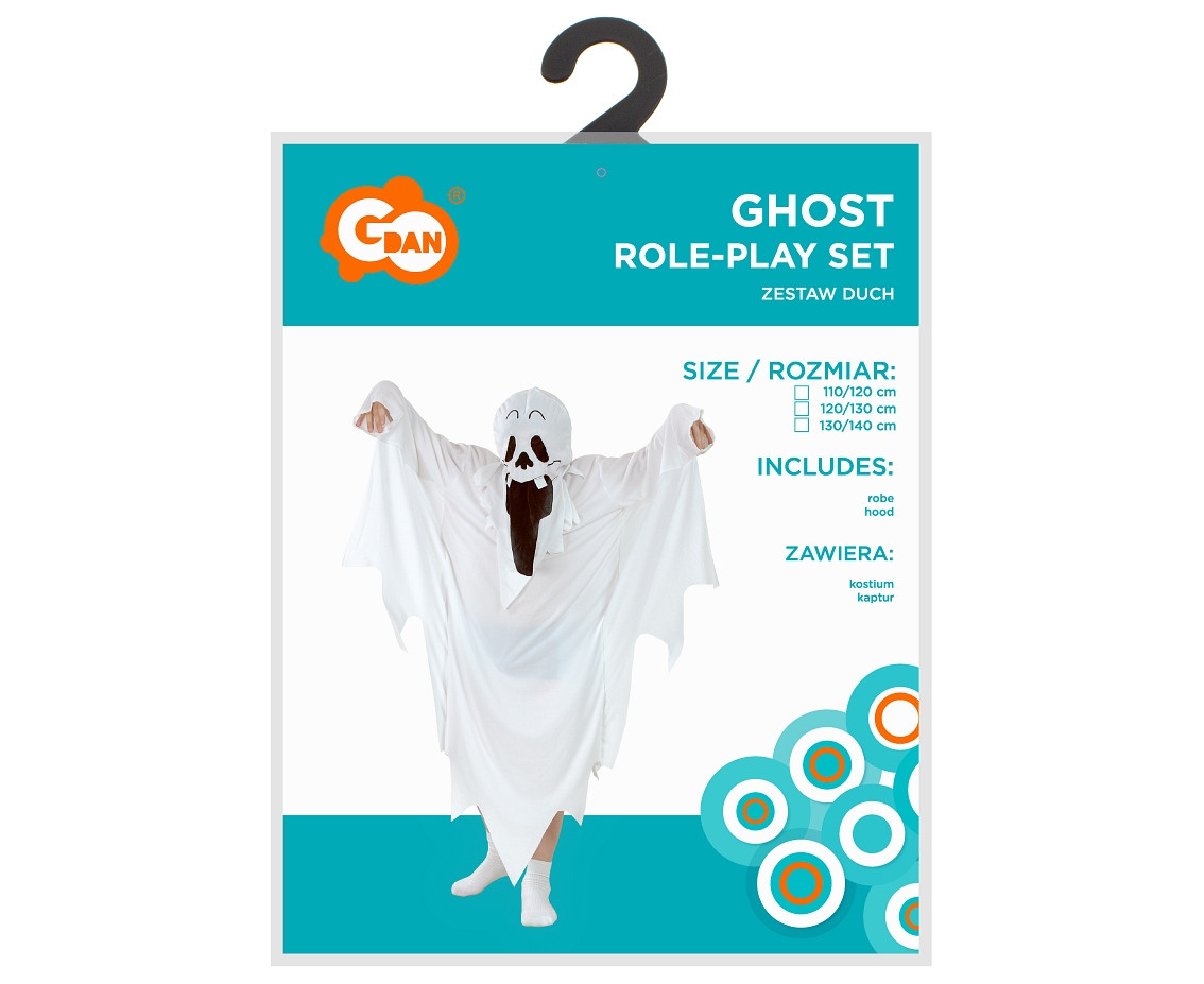 Ghost role-play set for kids (robe, hood), size 110/120 cm