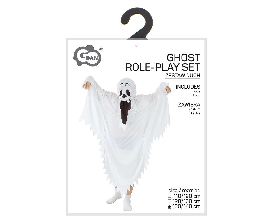 Ghost role-play set for kids (robe, hood), size 130/140 cm