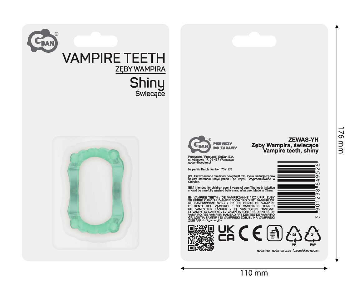 Vampire teeth, shiny